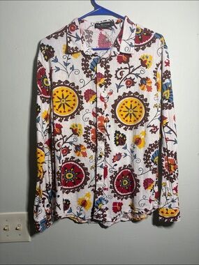 Luc matton cotton long sleeve button down shirt L